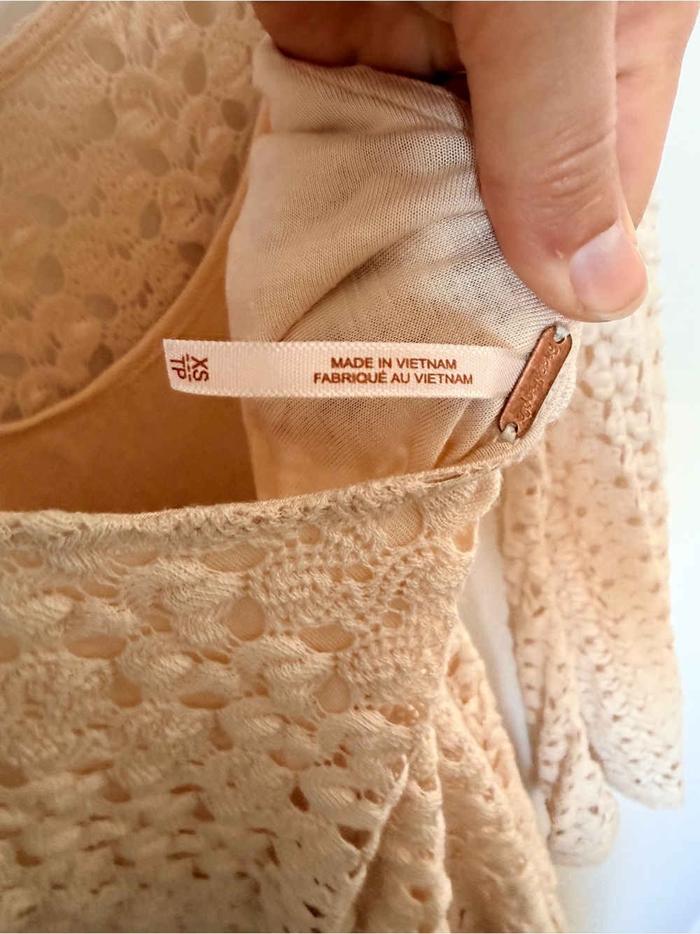 Free People Crochet Lace Women's Dress - Wide Sleeves Natural - Picture 2 of 5